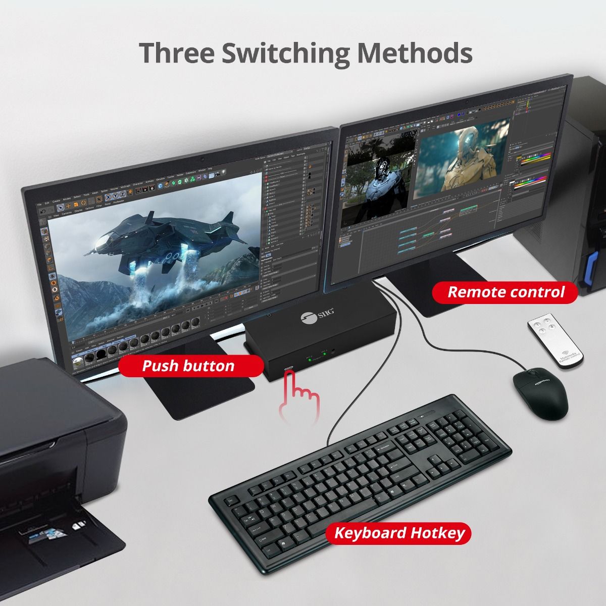 2x2 Dual View USB HDMI KVM Switch - 4K, Dual Display or Extended Display