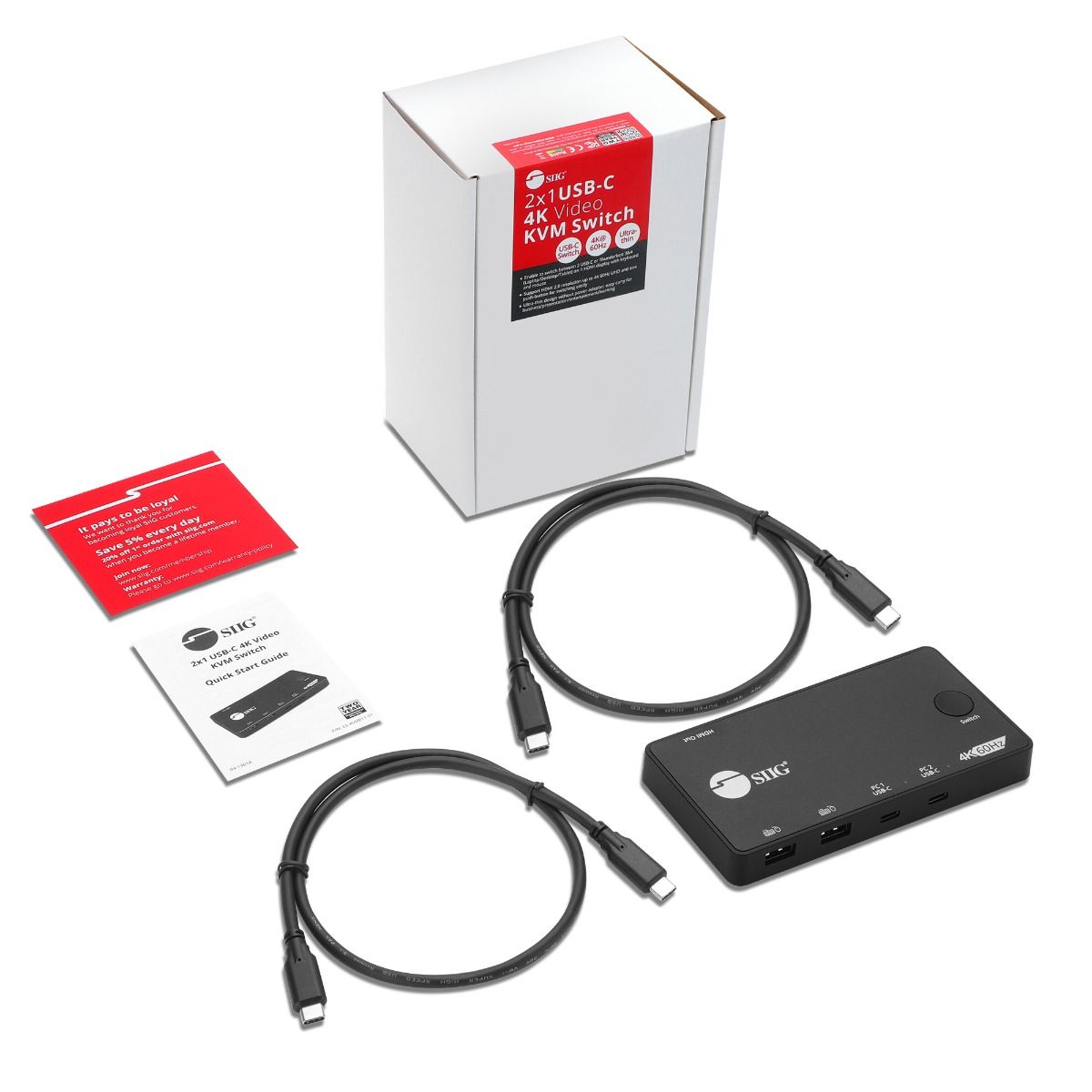 2x1 USB-C 4K60Hz Video KVM Switch, Mini and Portable KVM, USB-C bus powered, MacBook Pro, iPad Pro, USB-C DP Alt-mode Tablet, Windows & Mac USB-C Laptop