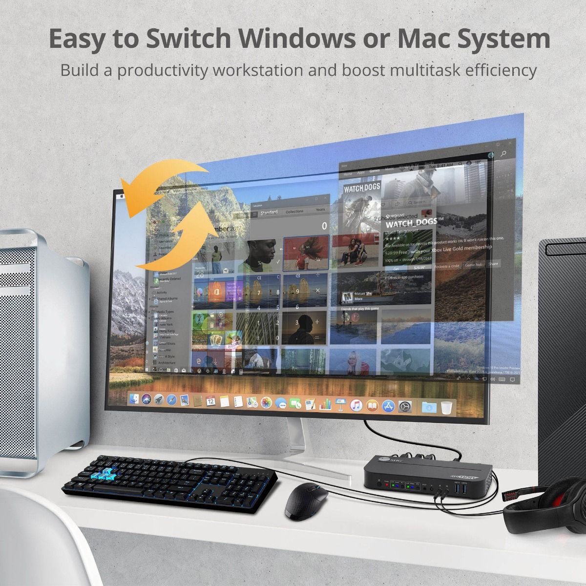 2x1 DisplayPort 4K KVM USB 3.0 Switch with Remote Control