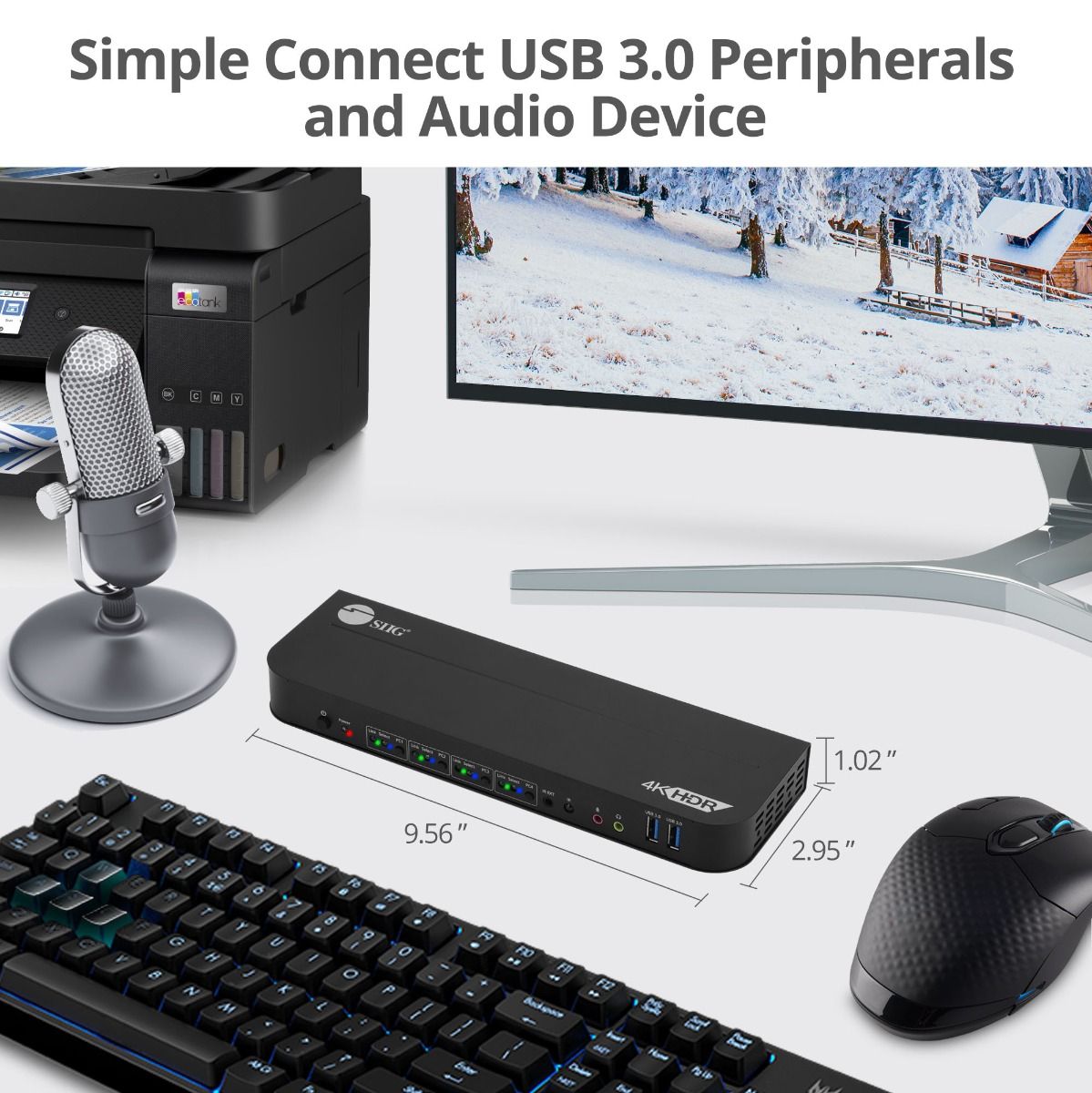 4x1 DisplayPort 4K KVM USB 3.0 Switch with Remote Control