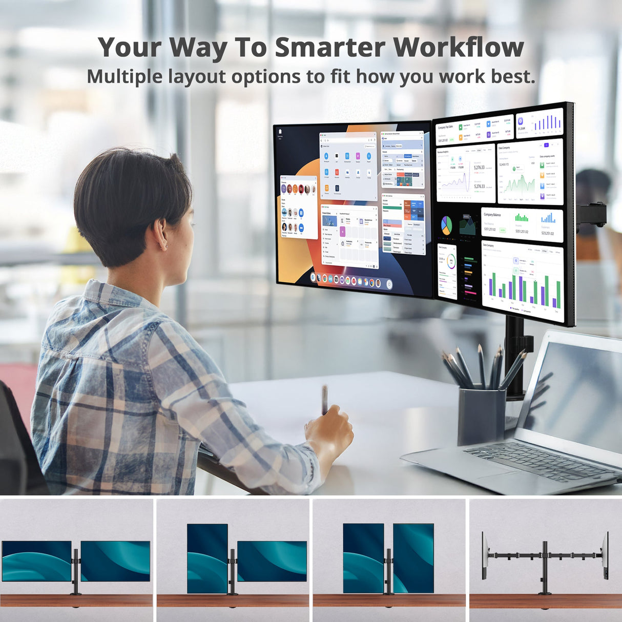 Articulating Dual Monitor Desk Mount - 17" to 32" - Max Load 19.8 lbs(each) - VESA Plate 75x75mm/100x100mm