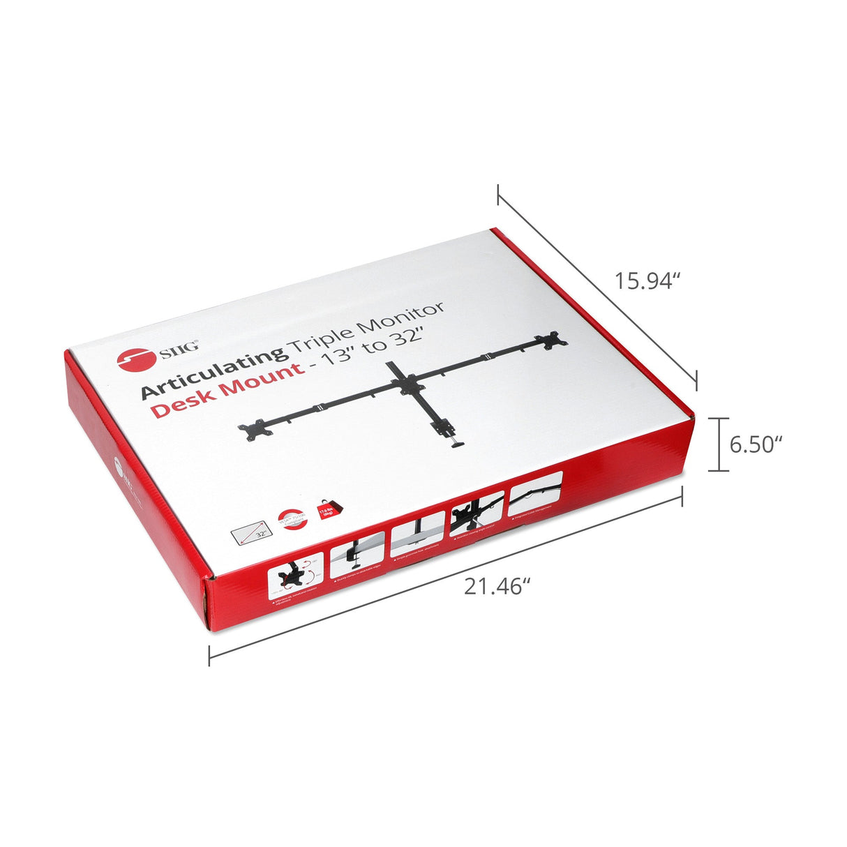 Articulating Triple Monitor Desk Mount - 13" to 32", Max Load 17.6 lbs, VESA Plate 75x75mm,100x100mm