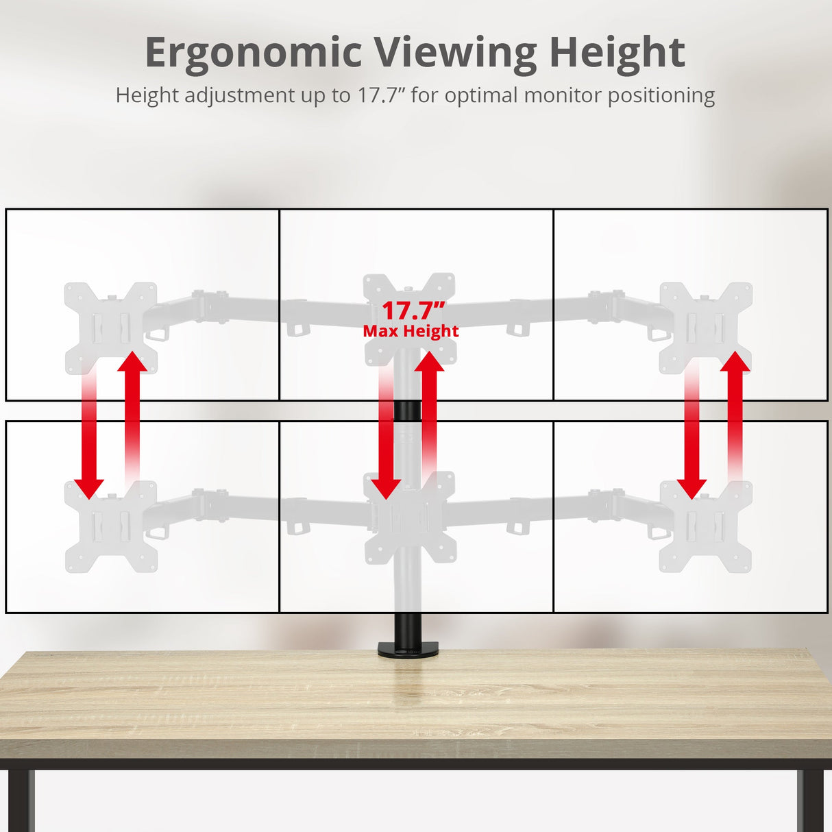 Articulating Triple Monitor Desk Mount - 13" to 32", Max Load 17.6 lbs, VESA Plate 75x75mm,100x100mm