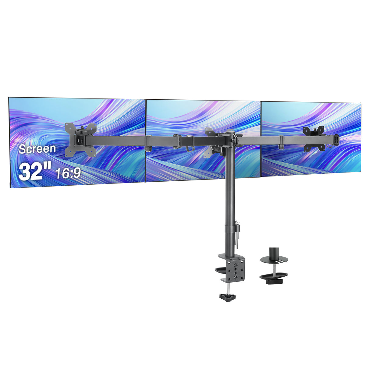 Triple 32" Articulating Monitor Arm Mount-Black, Up to 32", Max Load 17.6 lbs, VESA Plate 75x75mm,100x100mm