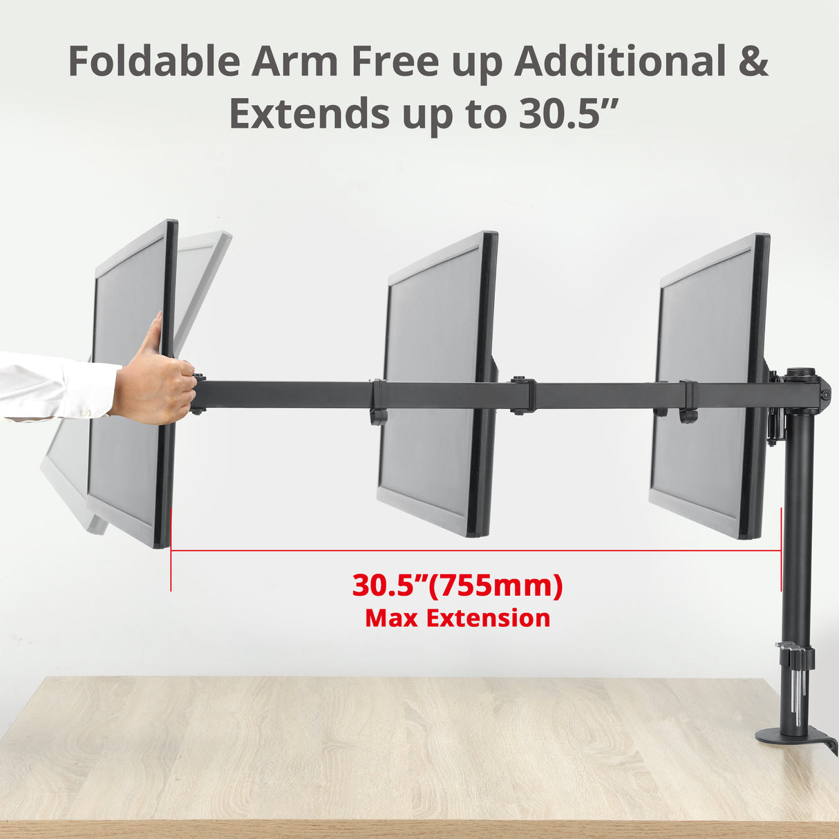 Triple 32" Articulating Monitor Arm Mount-Black, Up to 32", Max Load 17.6 lbs, VESA Plate 75x75mm,100x100mm