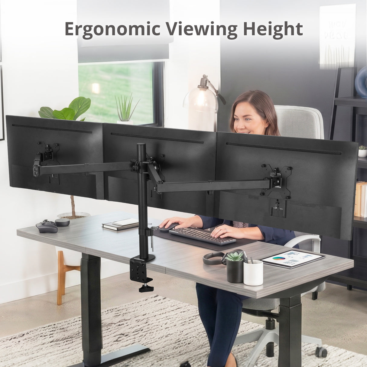 Triple 32" Articulating Monitor Arm Mount-Black, Up to 32", Max Load 17.6 lbs, VESA Plate 75x75mm,100x100mm