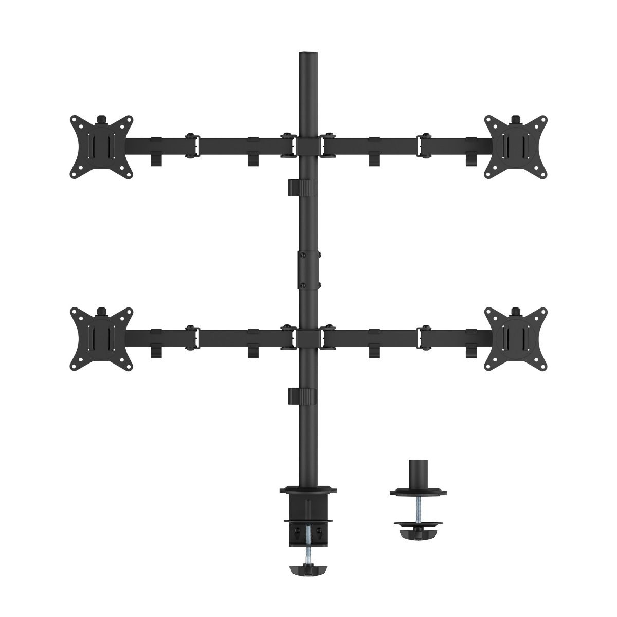 Articulating Quad Monitor Desk Mount - 13" to 32" - Max Load 19.8 lbs - 75x75mm/100x100mm