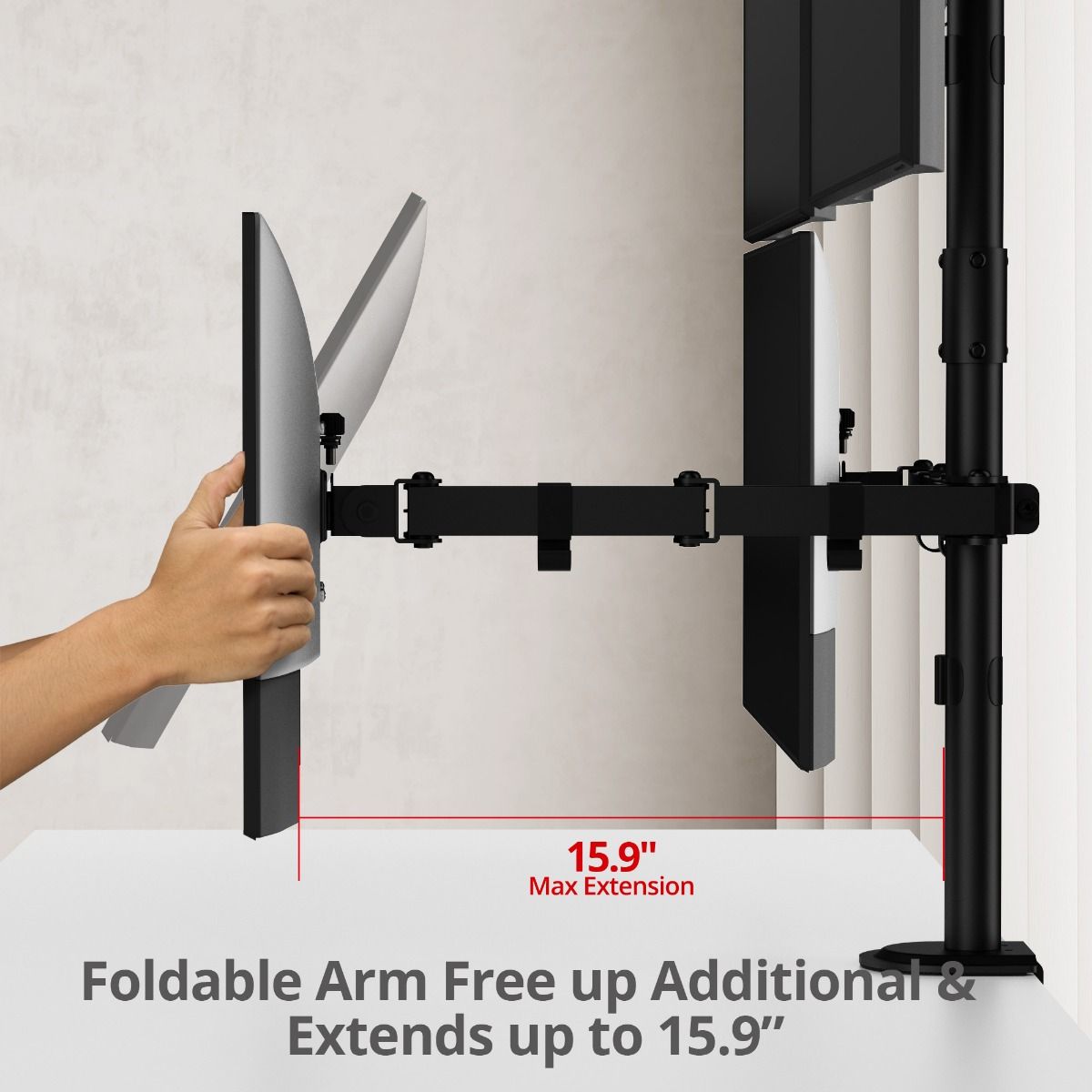Articulating Quad Monitor Desk Mount - 13" to 32" - Max Load 19.8 lbs - 75x75mm/100x100mm