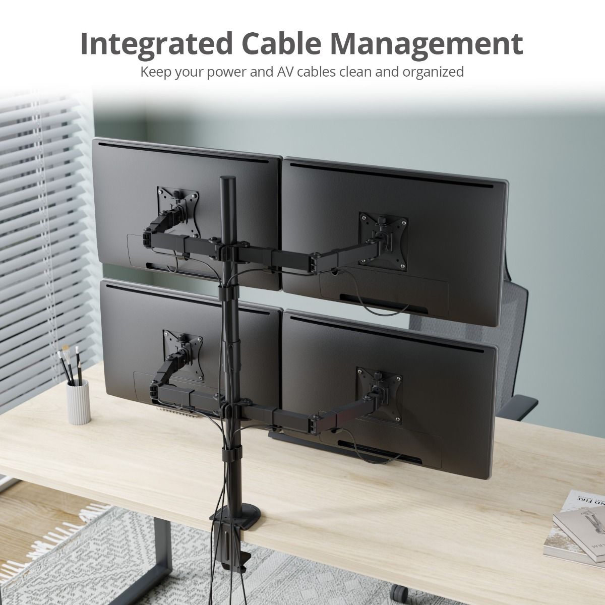 Articulating Quad Monitor Desk Mount - 13" to 32" - Max Load 19.8 lbs - 75x75mm/100x100mm
