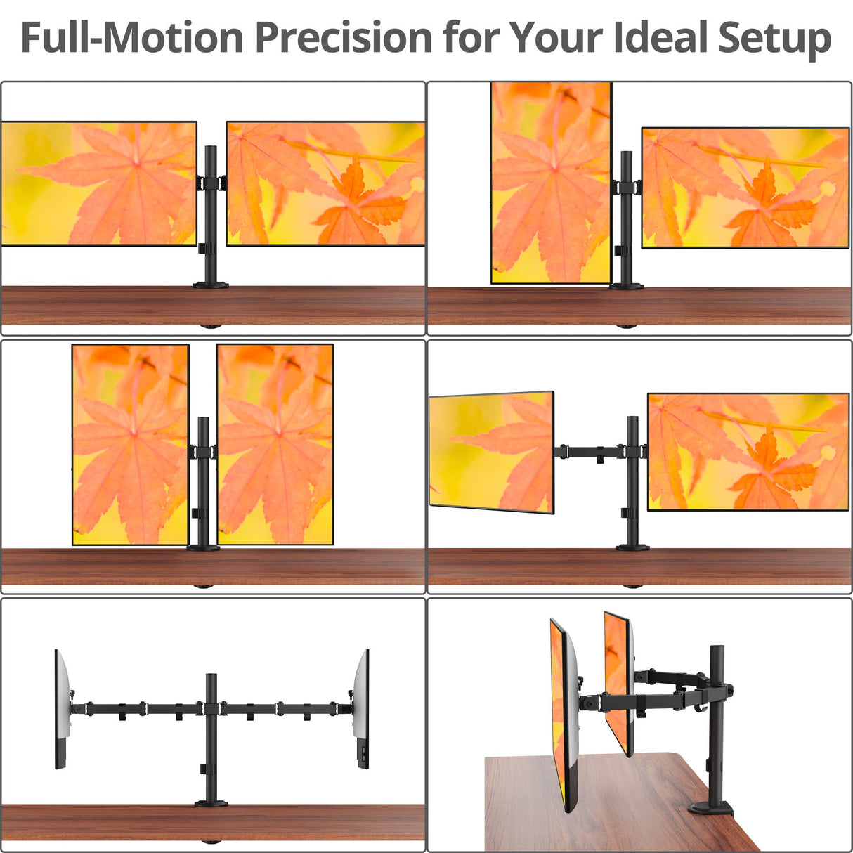 Dual Monitor Articulating Desk Mount - Fits 13" to 32" monitors - Max Load 19.8 lbs each - VESA Plate 75x75/100x100mm