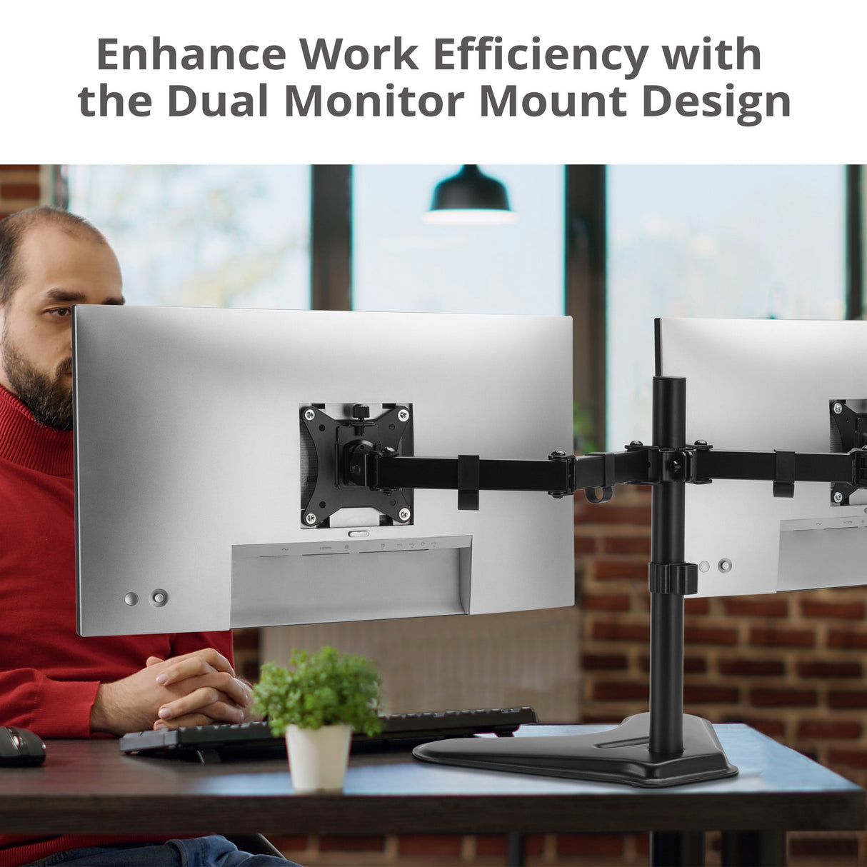 Articulated Freestanding Dual Monitor Desk Stand - 13"-32" - Max Load 19.8 lbs - 75x75mm/100x100mm