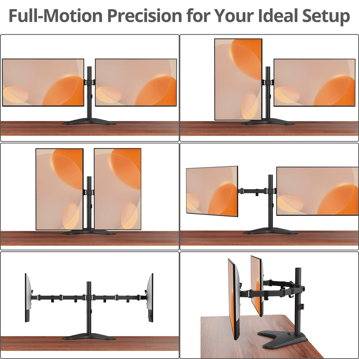 Articulated Freestanding Dual Monitor Desk Stand - 13"-32" - Max Load 19.8 lbs - 75x75mm/100x100mm