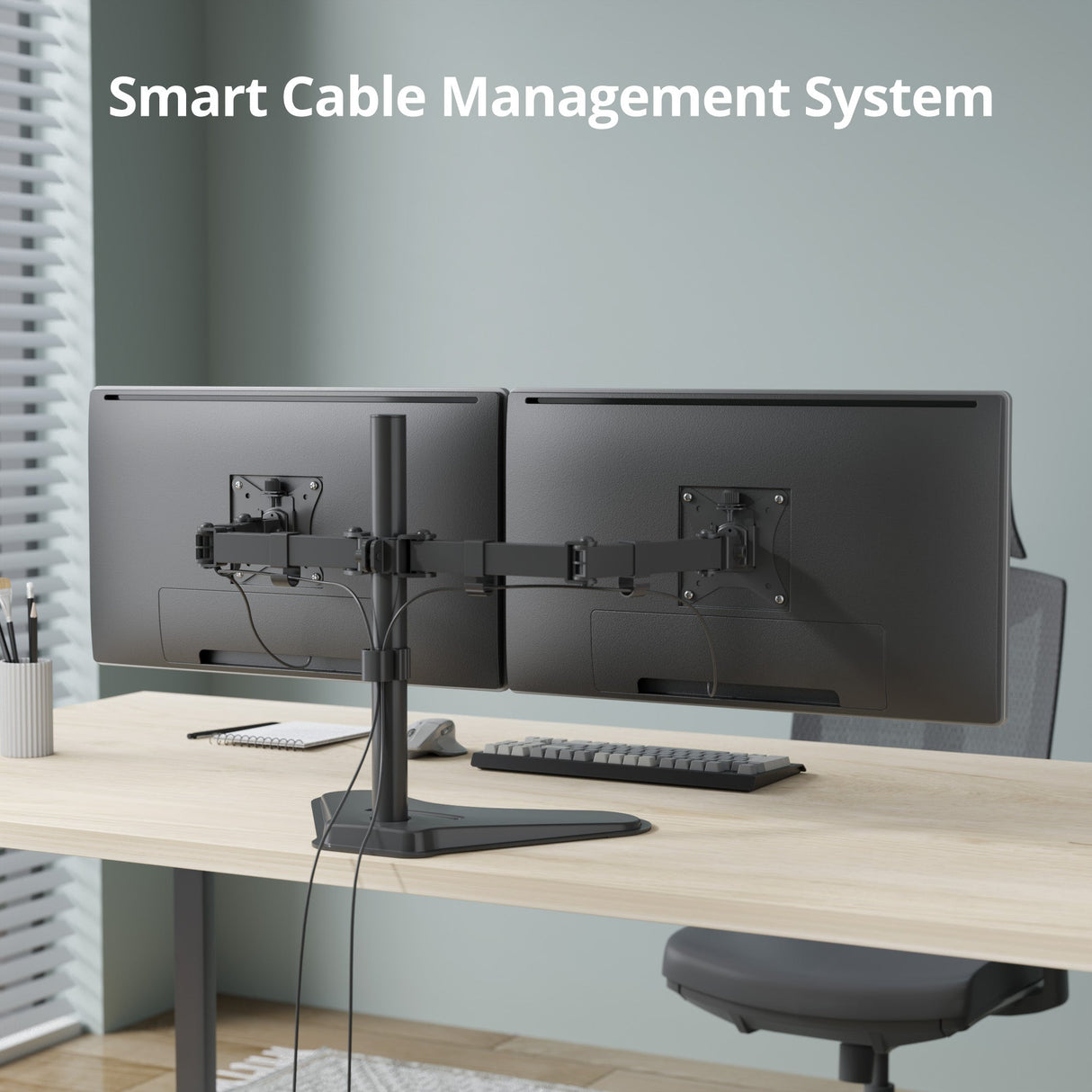 Articulated Freestanding Dual Monitor Desk Stand - 13"-32" - Max Load 19.8 lbs - 75x75mm/100x100mm