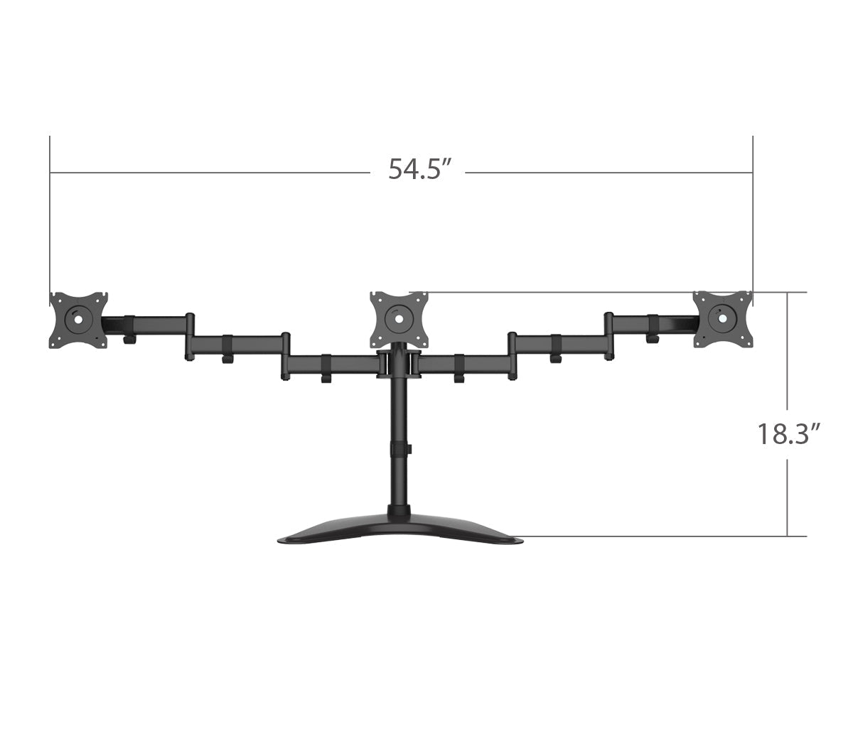 Articulated Freestanding Triple Monitor Desk Stand - 13"-27", Max Load 17.6lbs each
