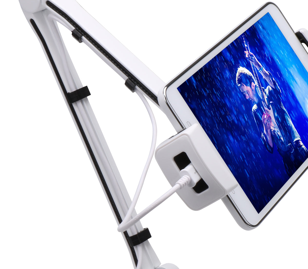 Full Motion Easy-Adjust Universal Tablet Mount - White - Fits 7" to 12" Screen - Max Load 2.2 lbs