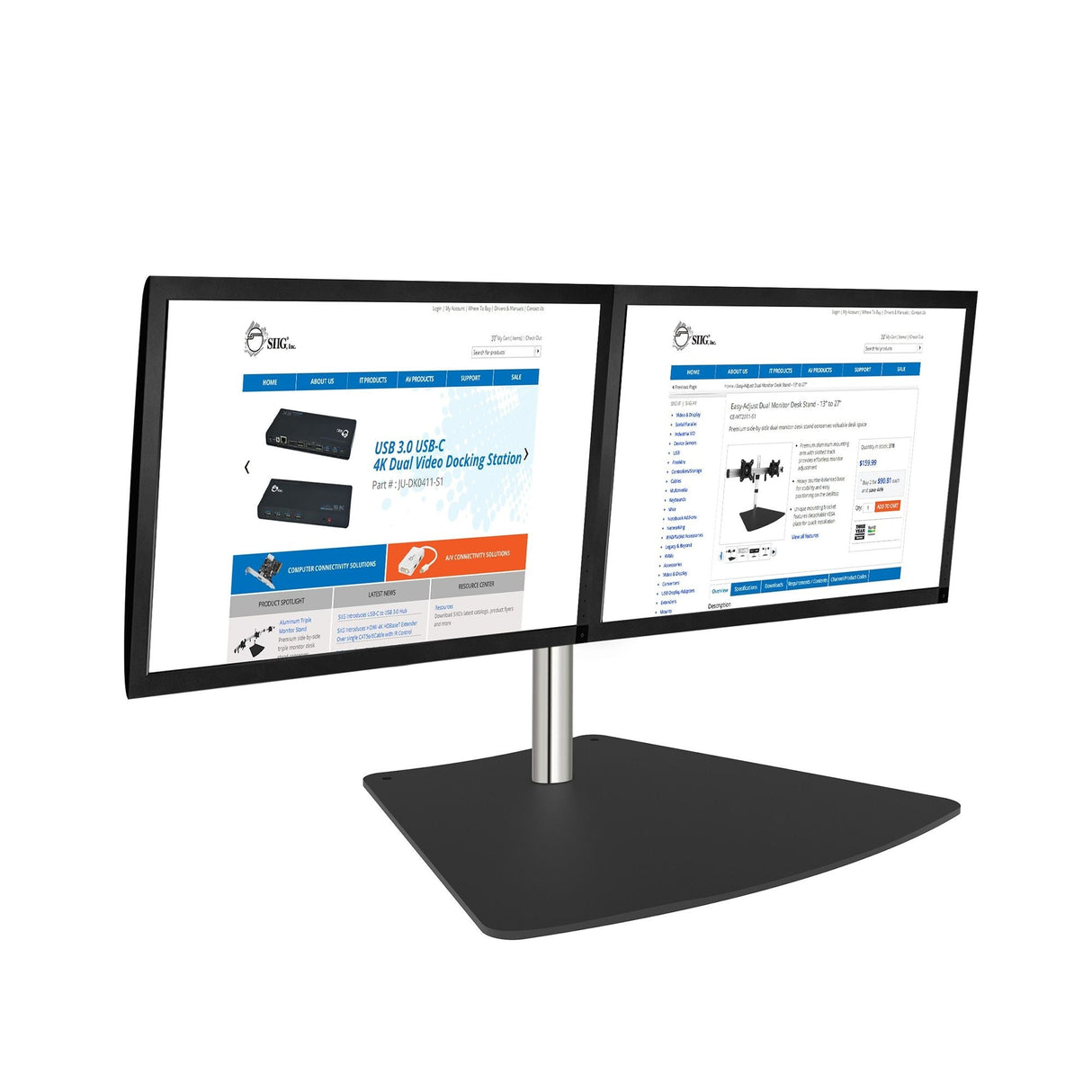 Freestanding Easy-Adjust Dual Monitor Desk Stand - 13" to 27", Max Load 17.6 lbs