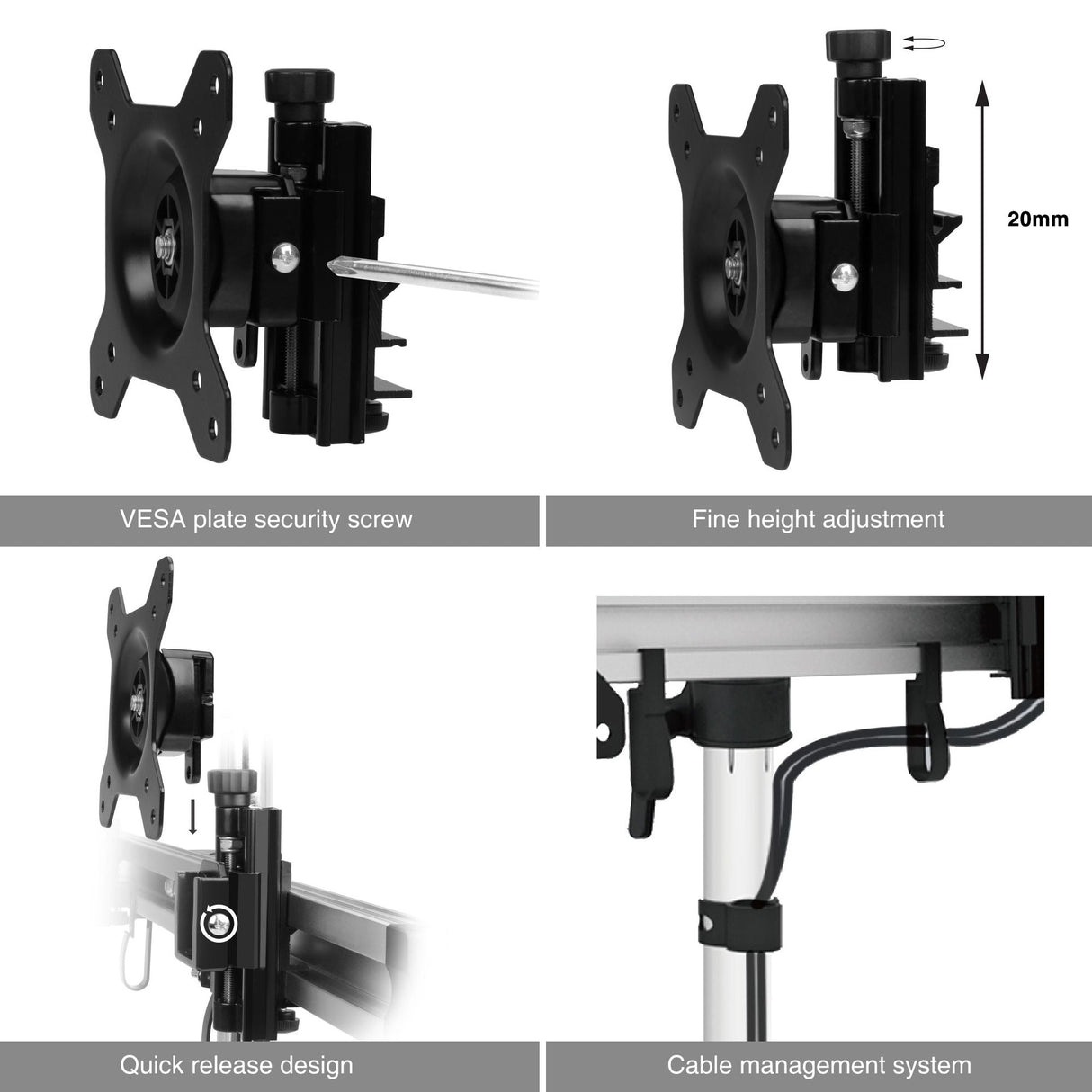 Freestanding Easy-Adjust Dual Monitor Desk Stand - 13" to 27", Max Load 17.6 lbs
