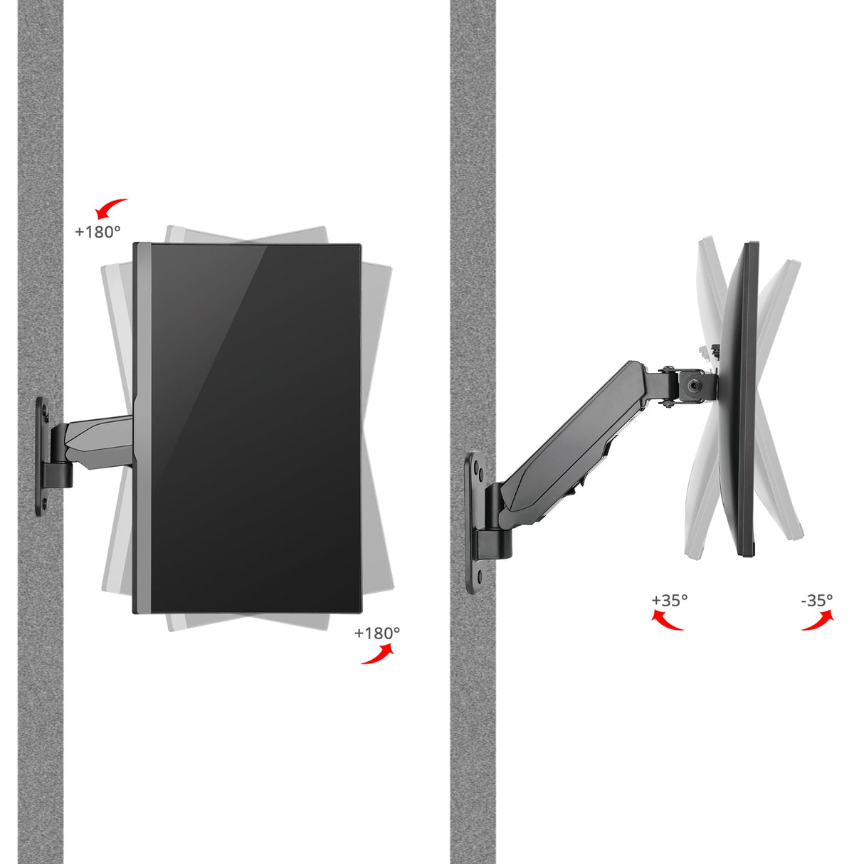 Aluminum Wall Mount Gas Spring Monitor Arm - 17" to 32" - Load Bearing 19.8 lbs max