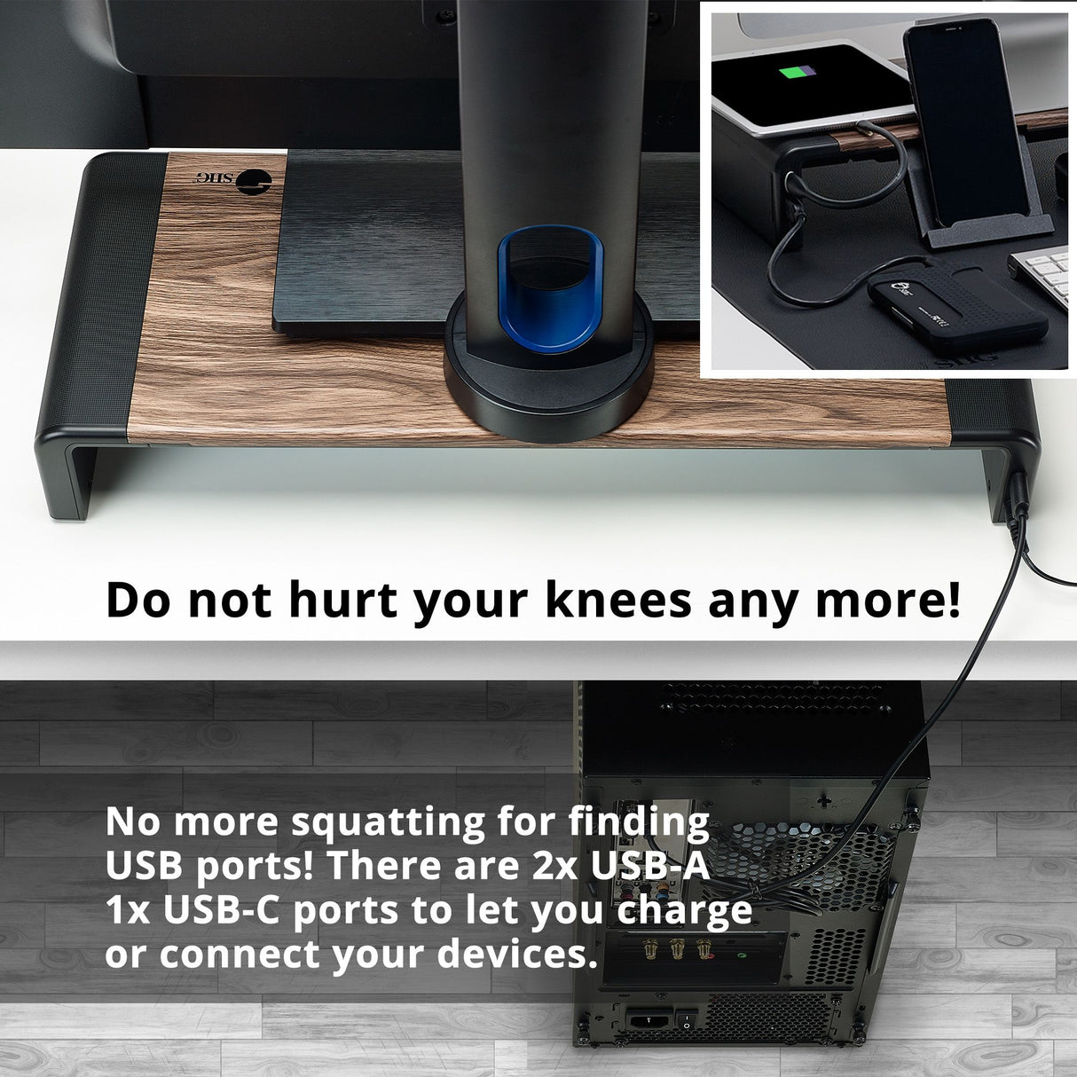 Stylish Foldable Monitor Stand with USB Hub