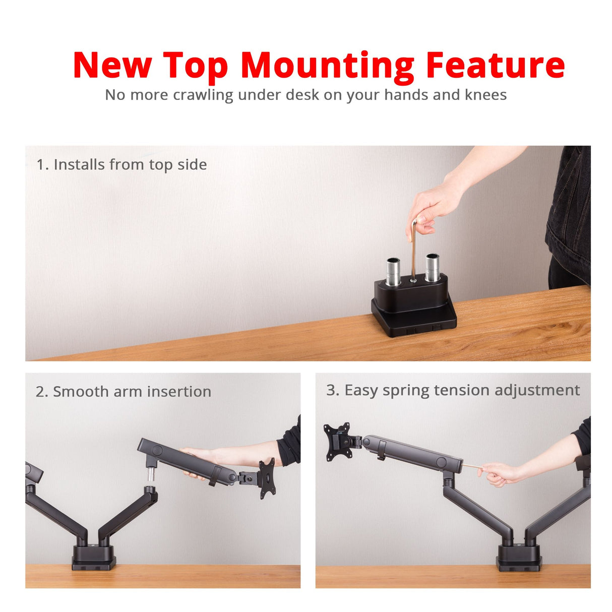 Aluminum Mechanical Spring Slim Monitor Arm Desk Mount - Dual 17" to 32" Monitor, Max Load up to 17.6 lbs each