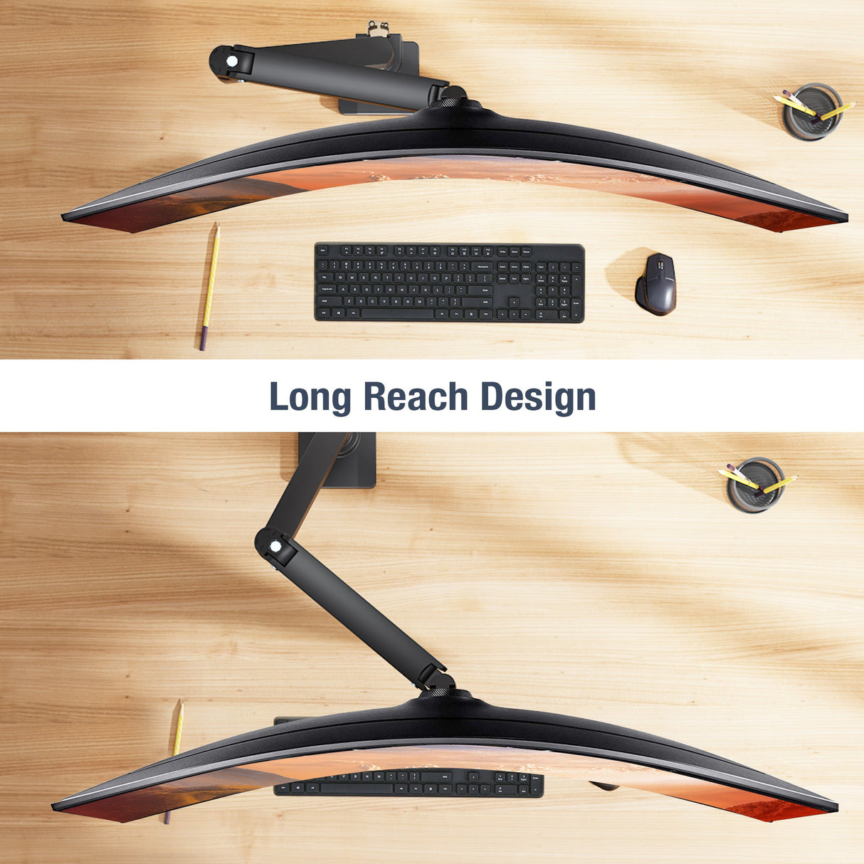 Single 43" Monitor Heavy-Duty Premium Gas Spring Desk Mount - Black, VESA 75x75, 100x100, 200x200mm