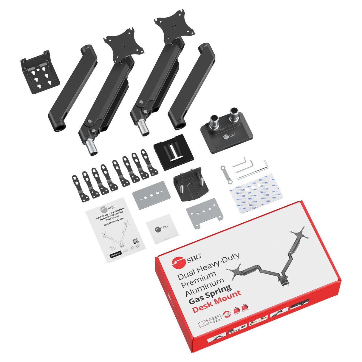 Dual Monitor Heavy-Duty Premium Aluminum Gas Spring Desk Mount - up to 43", VESA 75x75, 100x100, 200x200mm