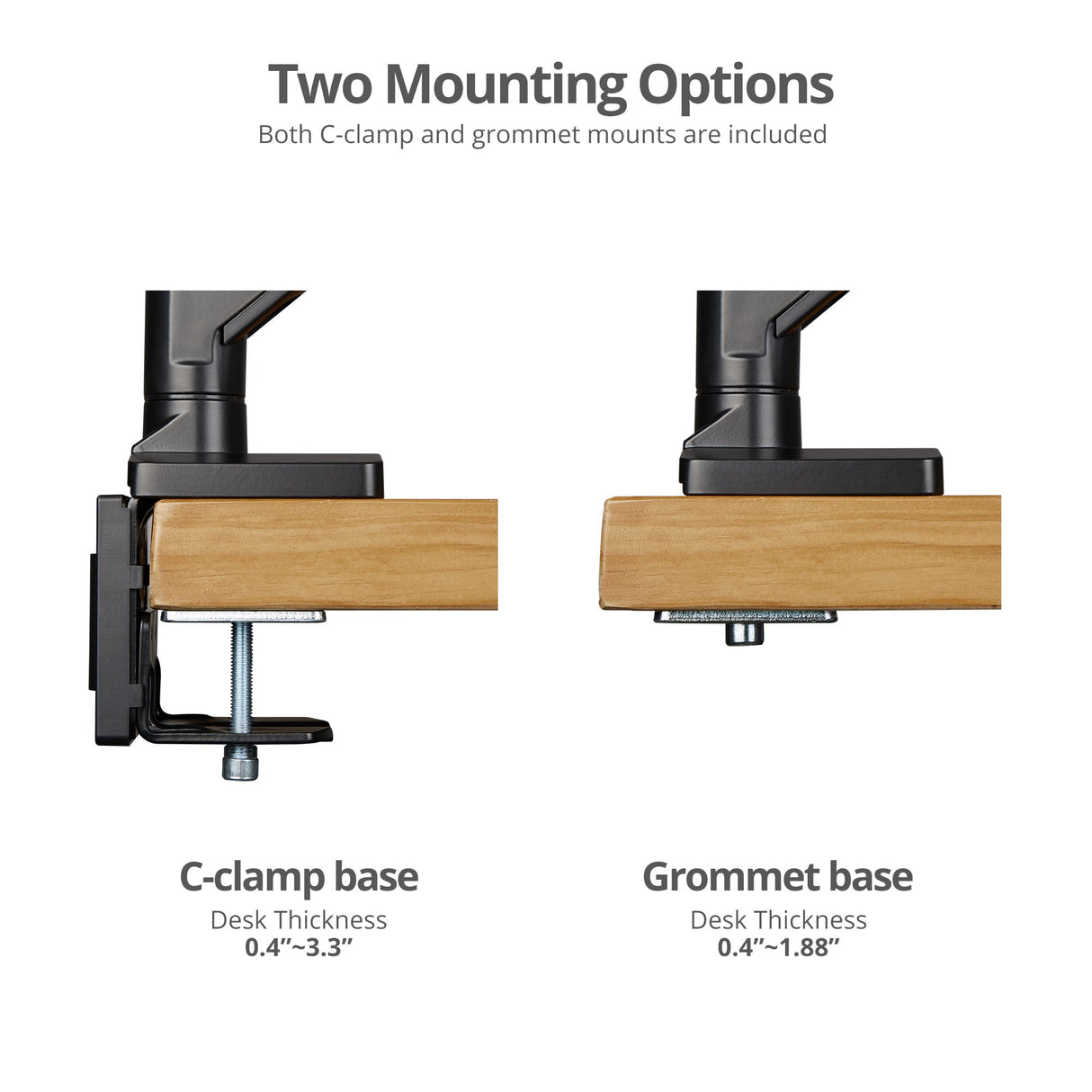 Dual Monitor Heavy-Duty Premium Aluminum Gas Spring Desk Mount - up to 43", VESA 75x75, 100x100, 200x200mm