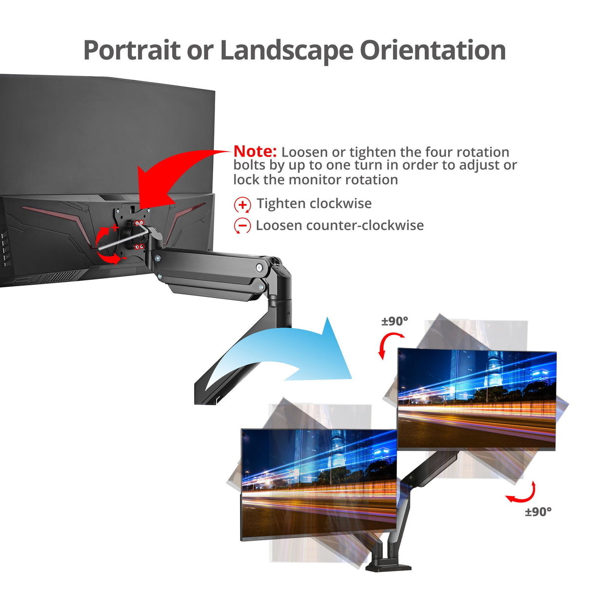 Dual Monitor Heavy-Duty Premium Aluminum Gas Spring Desk Mount - up to 43", VESA 75x75, 100x100, 200x200mm