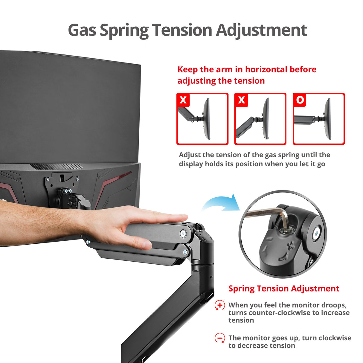 Dual Monitor Heavy-Duty Premium Aluminum Gas Spring Desk Mount - up to 43", VESA 75x75, 100x100, 200x200mm