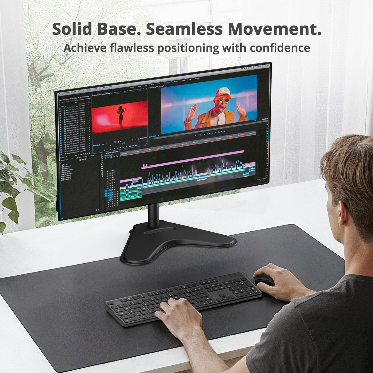 Height Adjustable Single Monitor Freestanding Desk Stand for 13" to 32", Max Load 19.8 Ibs, Easy Height Adjustment