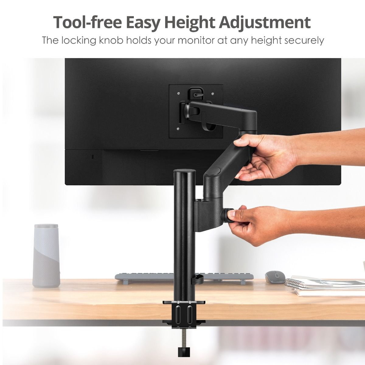 Single Arm Pole Multi-Angle Replaceable Articulating Monitor Desk Mount - 14~30"- 17.6lbs each- Detachable VESA plate