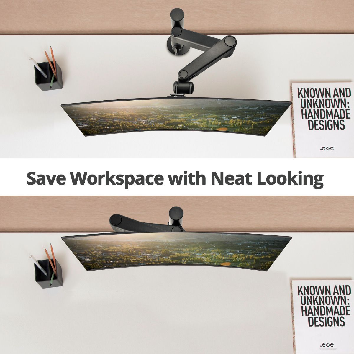 Single Arm Pole Multi-Angle Replaceable Articulating Monitor Desk Mount - 14~30"- 17.6lbs each- Detachable VESA plate