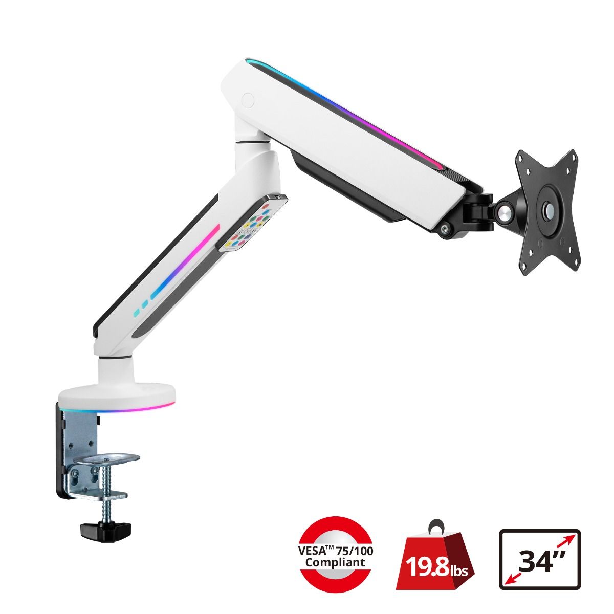 Premium Single-Monitor Arm Desk Mount with Gaming RGB Lighting