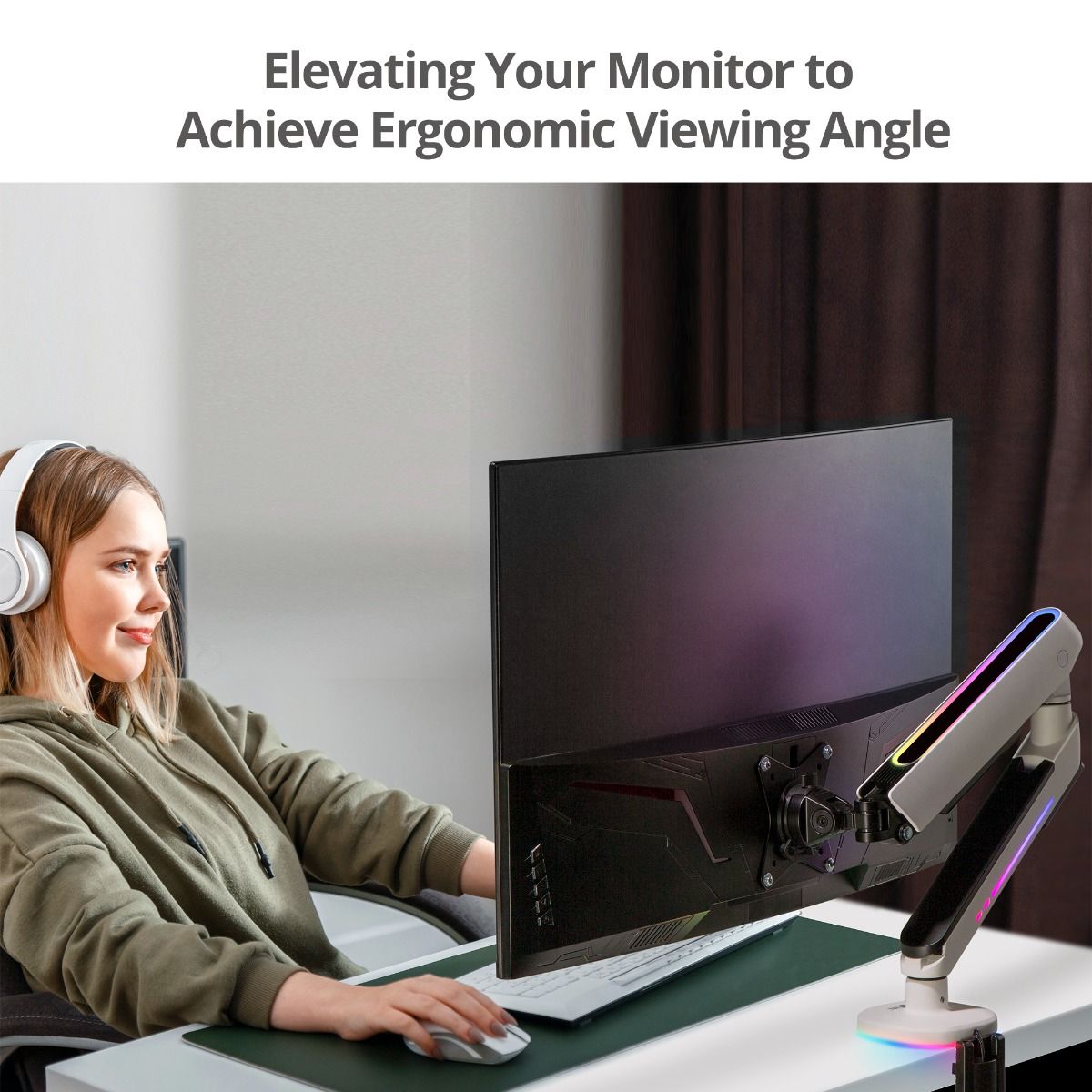 Premium Single-Monitor Arm Desk Mount with Gaming RGB Lighting