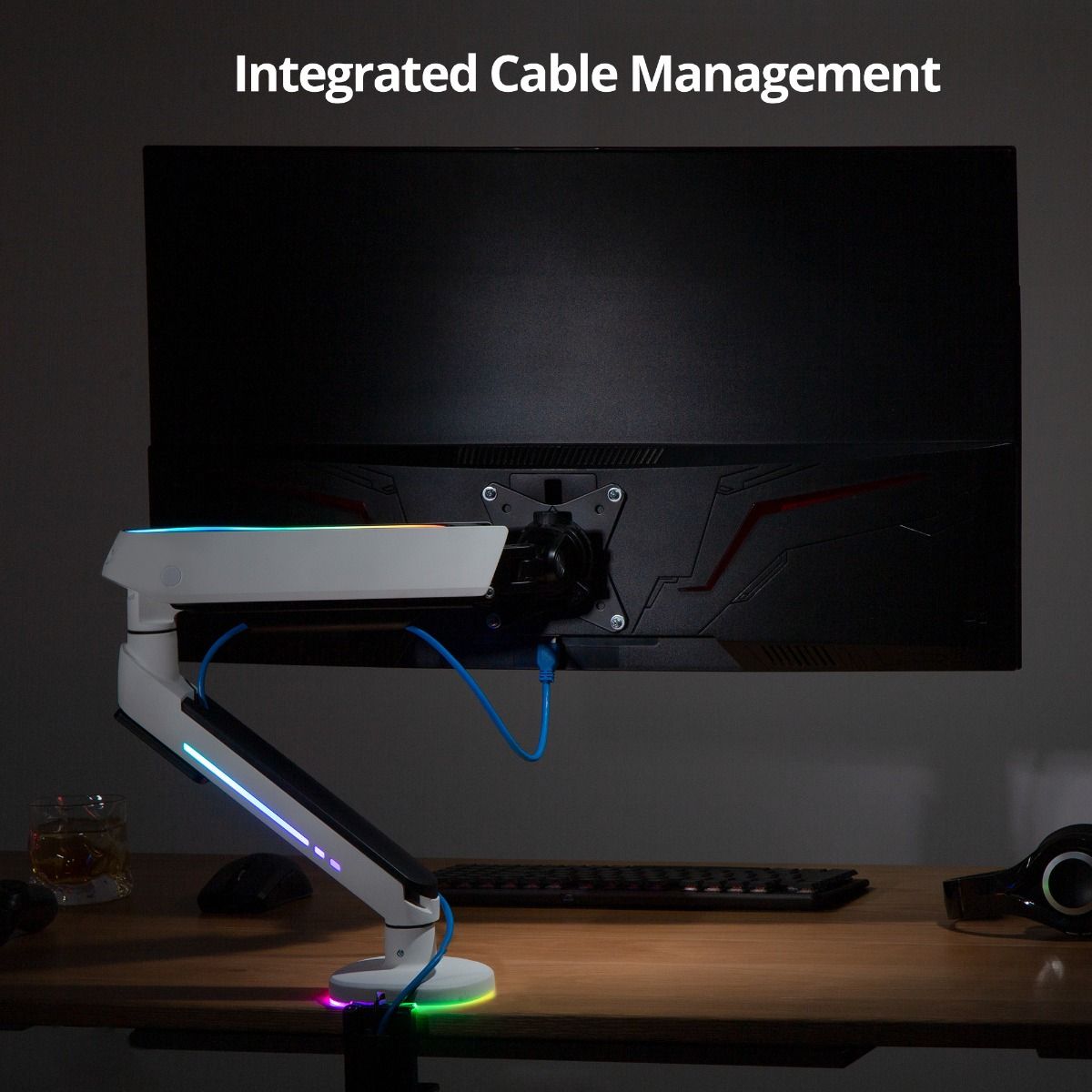 Premium Single-Monitor Arm Desk Mount with Gaming RGB Lighting