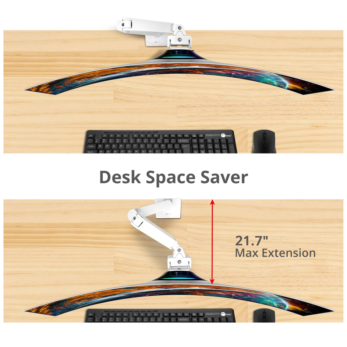 Single Heavy Duty 34"- 49" Monitor Arm Desk Mount with Easy Top Mounting - Load 22-44 lbs - VESA 75/100/200mm