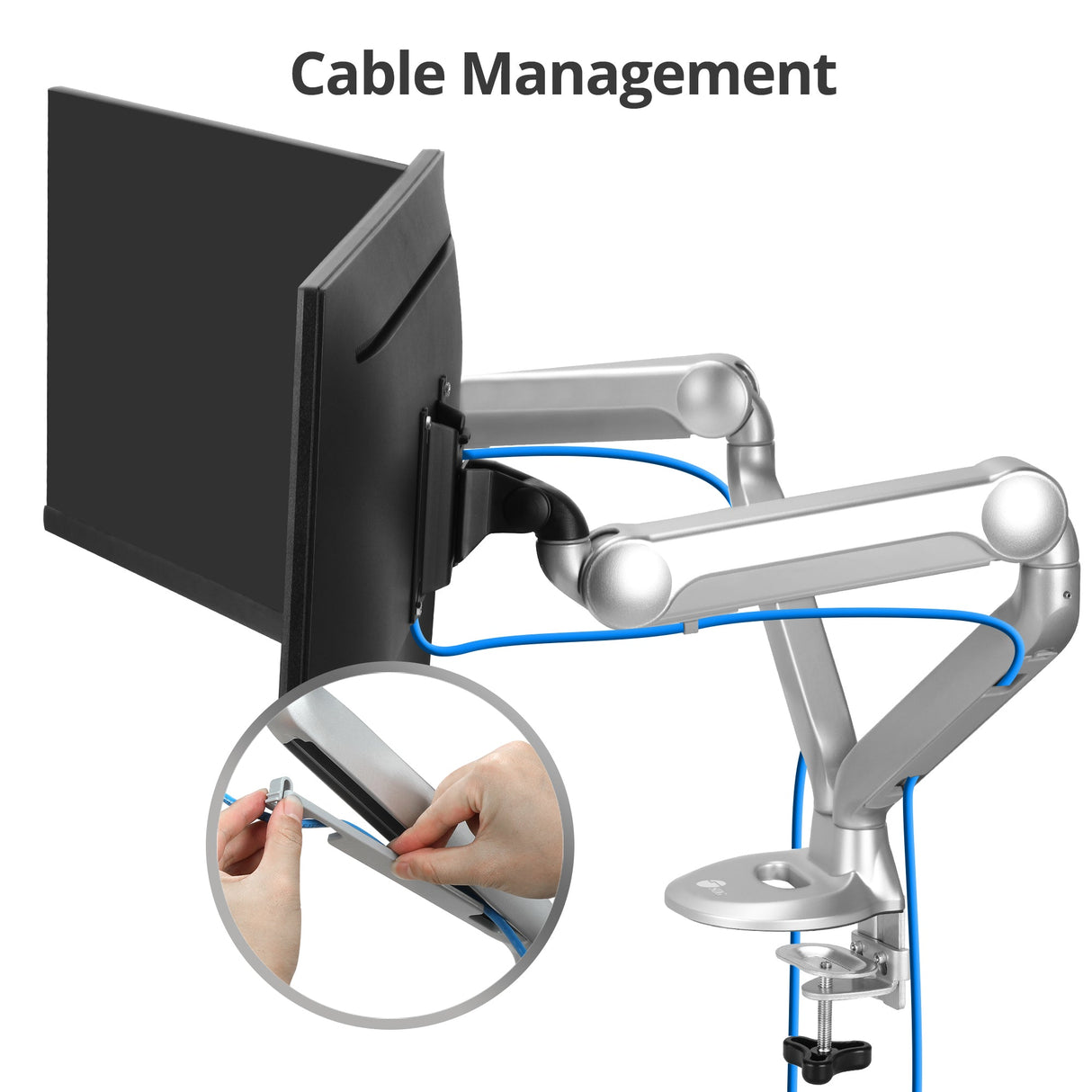 MTPRO Desk Mount Dual Gas Spring Monitor Arm - up to 32" Display - Max. Load 19.8 lbs - VESA 75/100mm - TAA Compliant