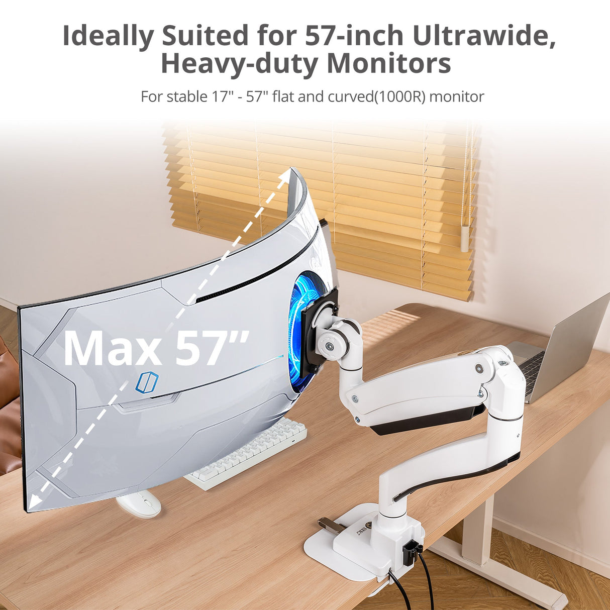 Ultra Heavy Duty Single Monitor Arm Desk Mount - 17" ~57" - Weight Between 4.4 - 59.5 lbs - VESA 75/100/200mm