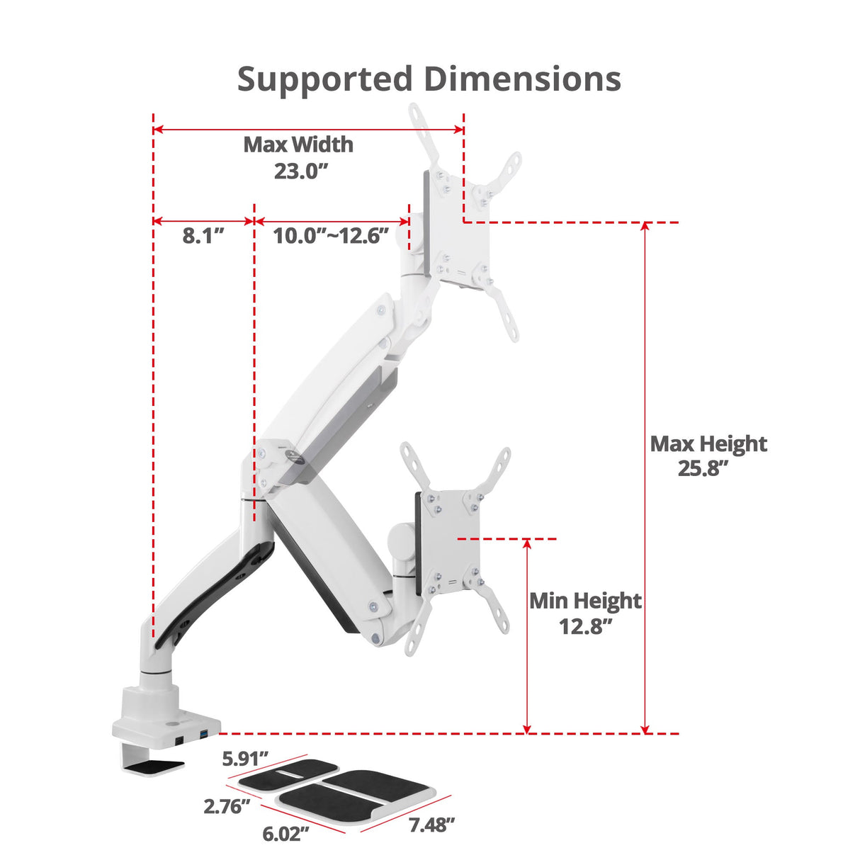 Ultra Heavy Duty Single Monitor Arm Desk Mount - 17" ~57" - Weight Between 4.4 - 59.5 lbs - VESA 75/100/200mm