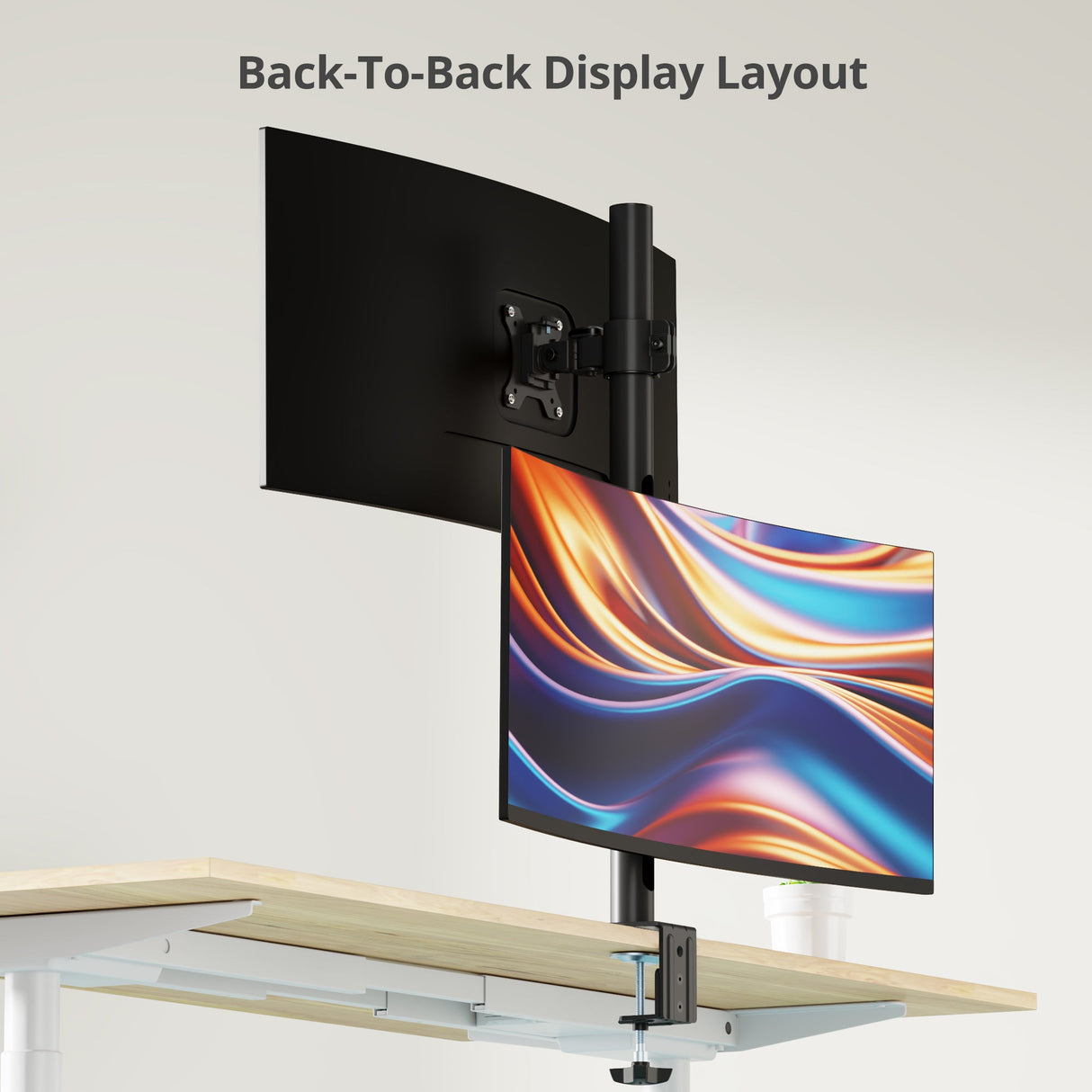 Dual 38 inch Stack Monitor Pole Mount - Black - Heavy-Duty Mount for 13-38" Screens, up to 26.5 lbs each, VESA Plate 75x75mm, 100x100mm
