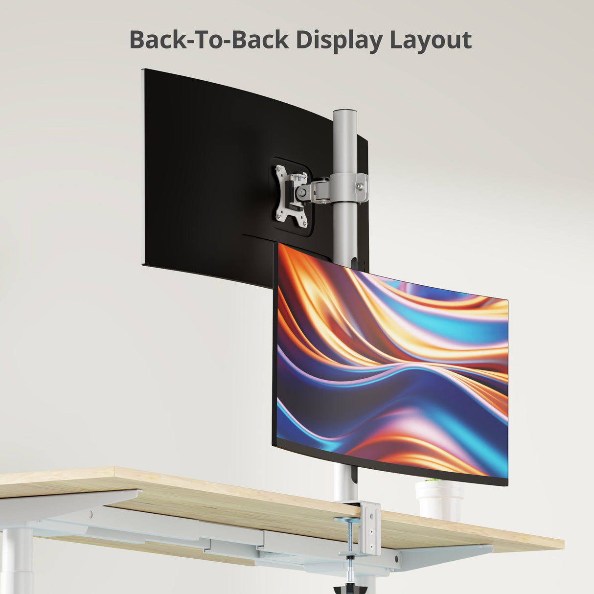 Dual 38 inch Stack Monitor Pole Mount - Gray- Heavy-Duty Mount for 13-38" Screens, up to 26.5 lbs each, VESA Plate 75x75mm, 100x100mm