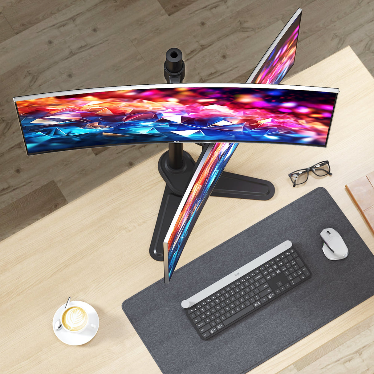 Dual Vertical Monitor Stand - Heavy-Duty Freestanding Mount for 13-38" Screens, up to 26.5 lbs each, VESA 75/100
