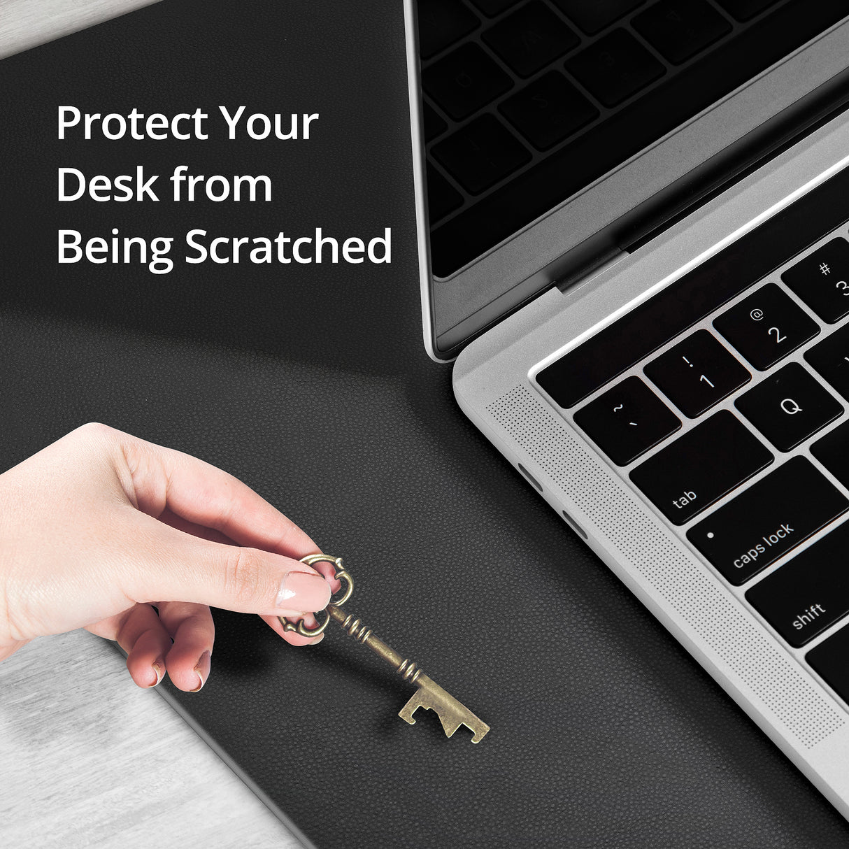 Large Artificial Leather Smooth Desk Mat Protector - Black