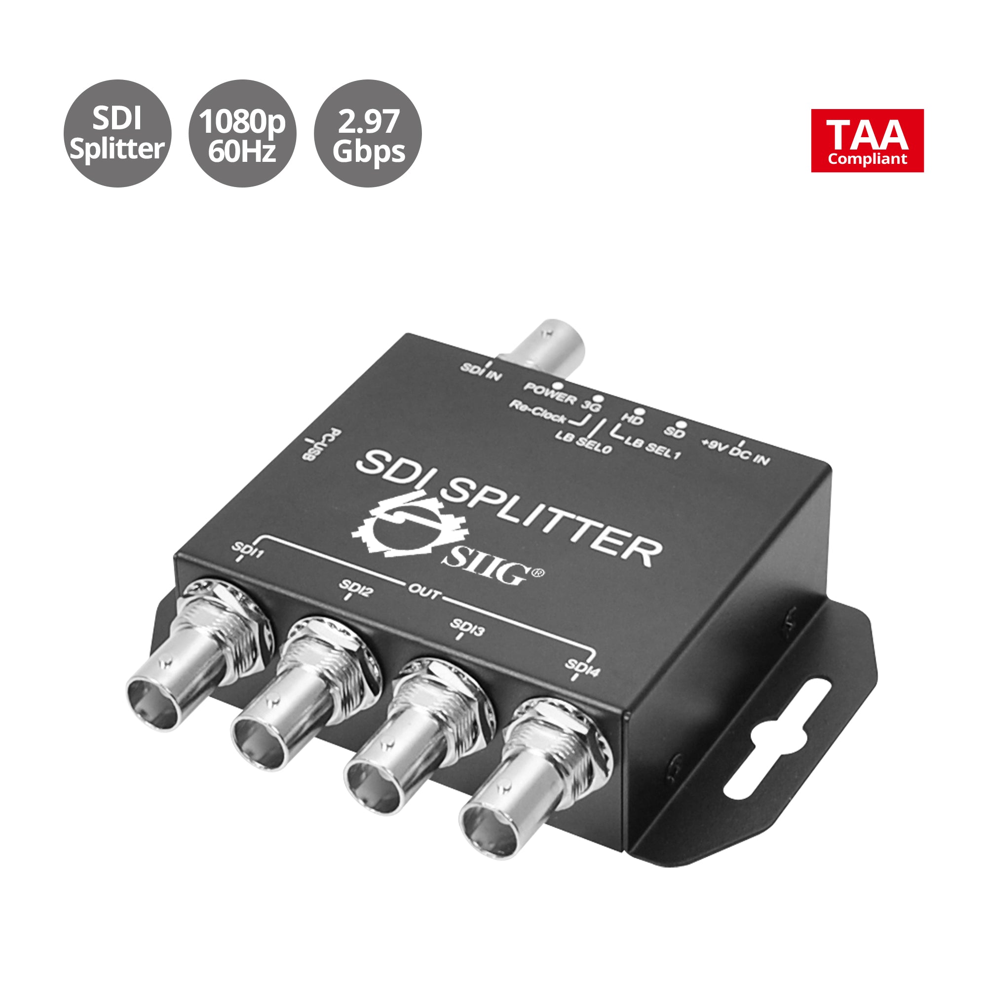 16出力 SDI分配器（スプリッター）3GSDI-Sp116R SDI Splitter, 1 in / 4 Out, 3G-SDI, 2.97Gbps, 1080p 60Hz