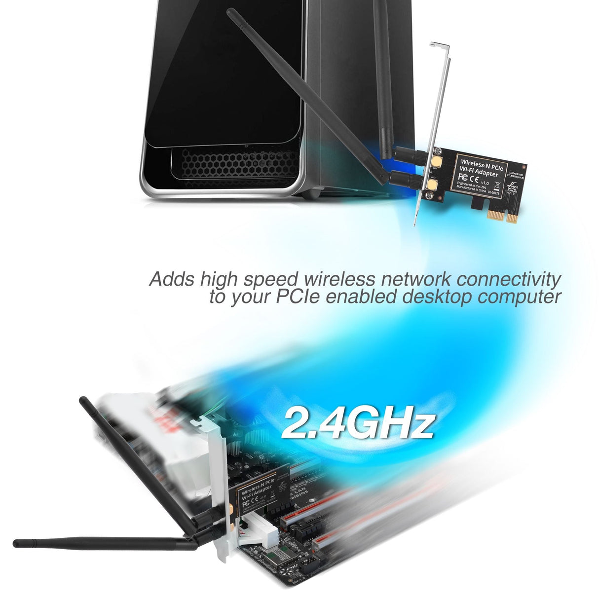 DP Wireless-N PCI Express Wi-Fi Adapter Dual Antenna 2.4GHz