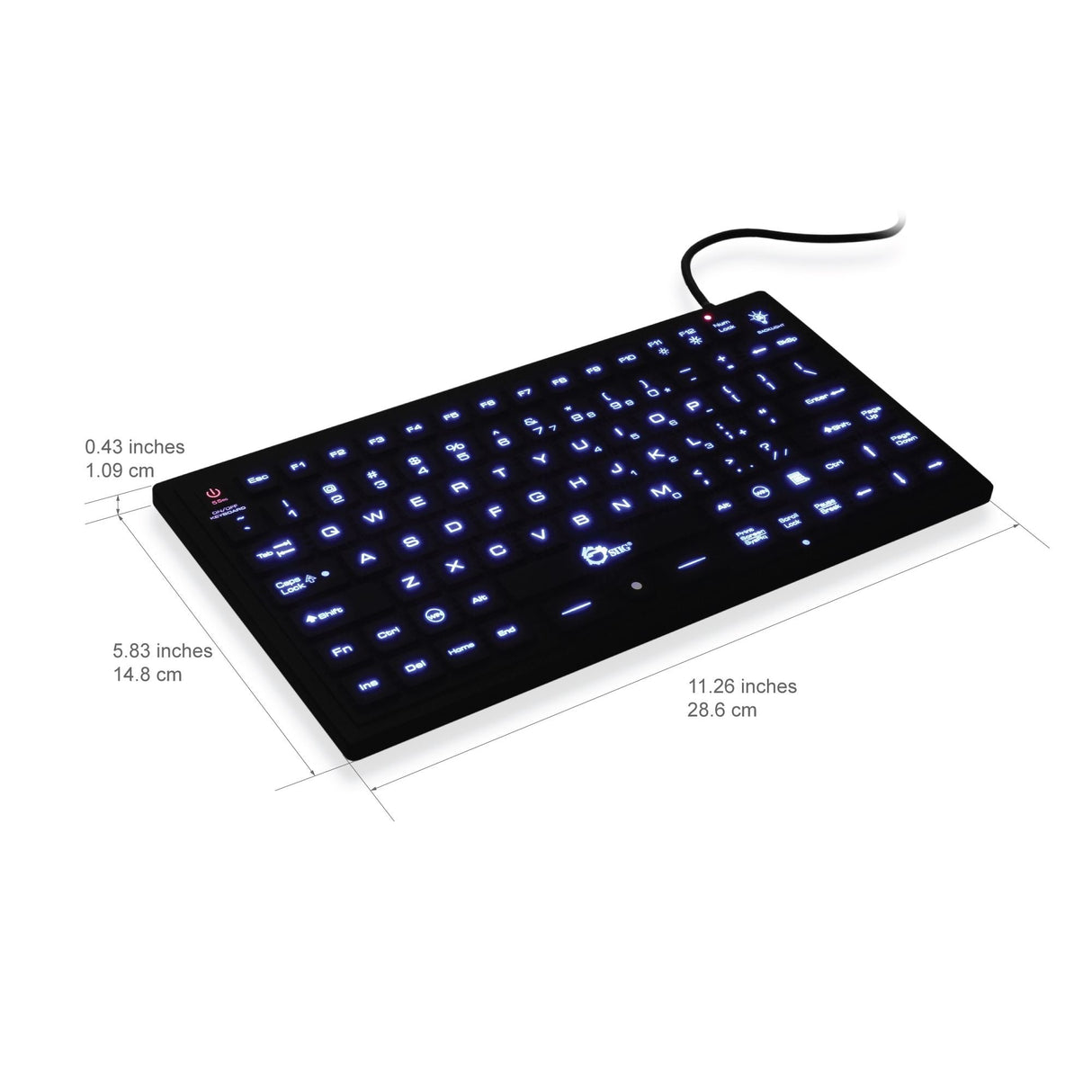 Industrial/Medical Grade Washable Backlit Keyboard with Pointing Device
