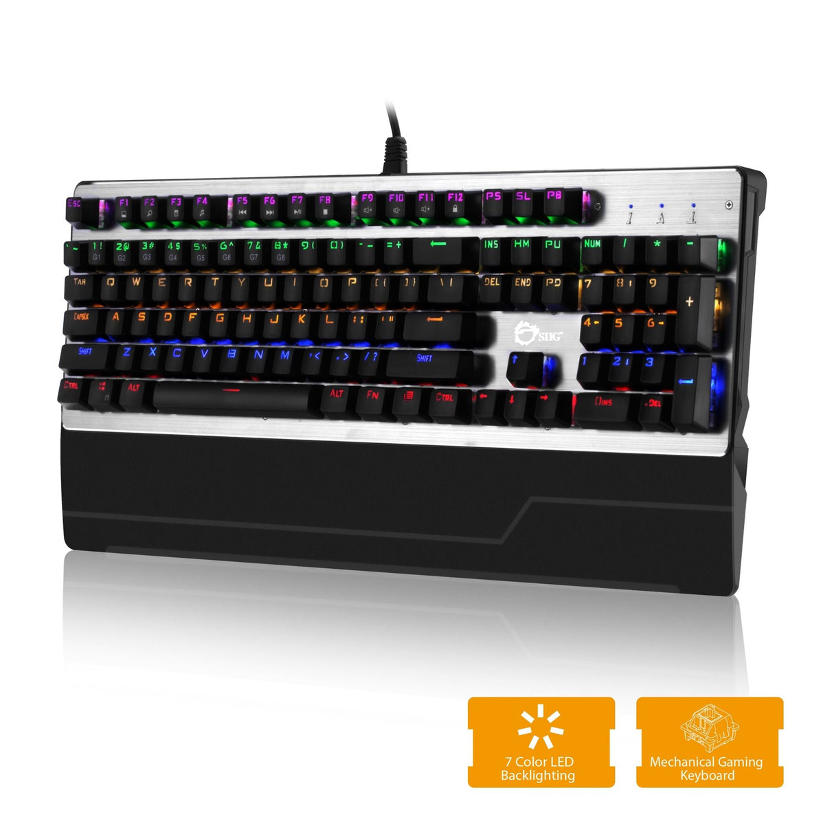 USB Wired Mechanical Gaming Keyboard With 7 Color LED Backlit