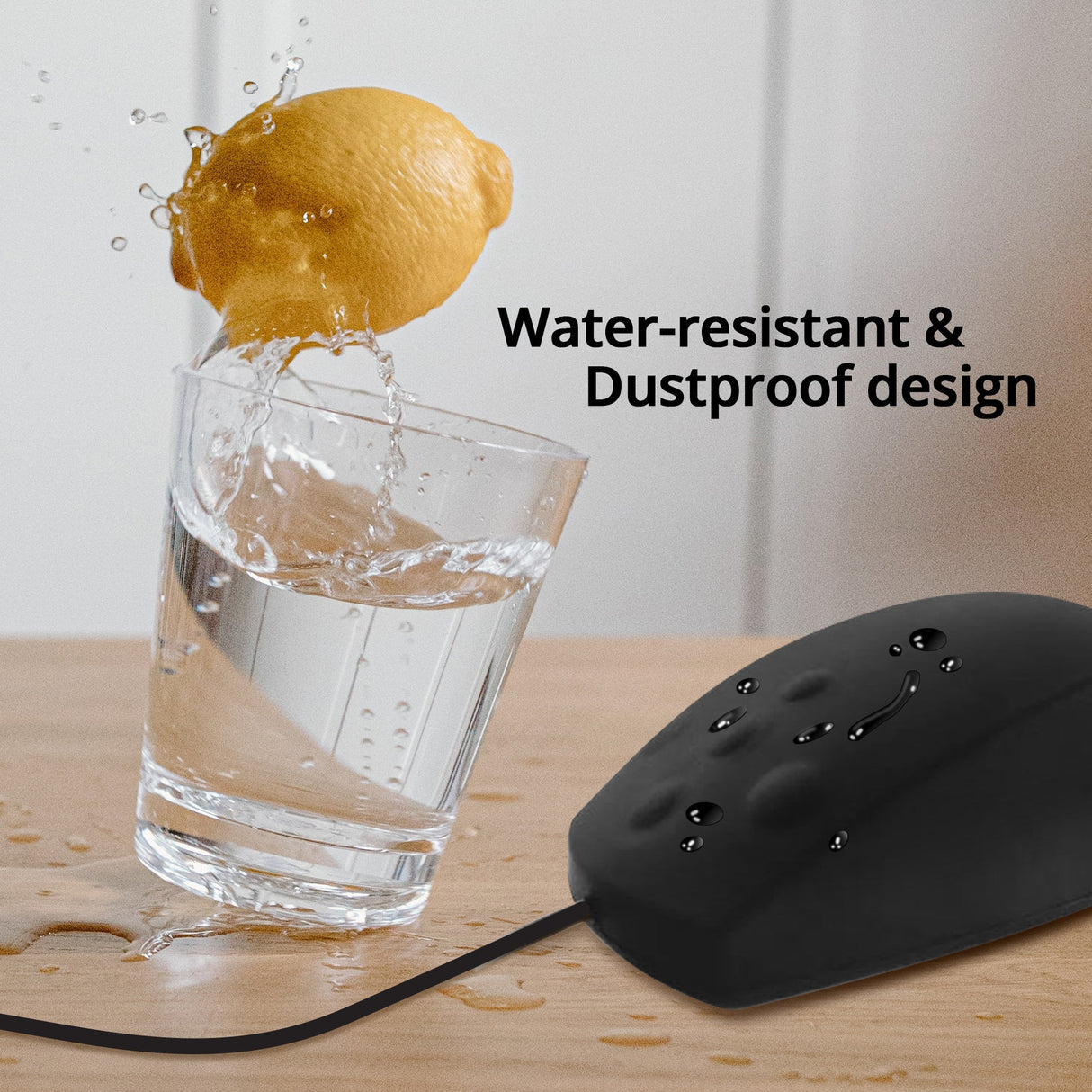Medical Grade Antibacterial Washable & Dustproof USB Mouse with Button Type Scroll