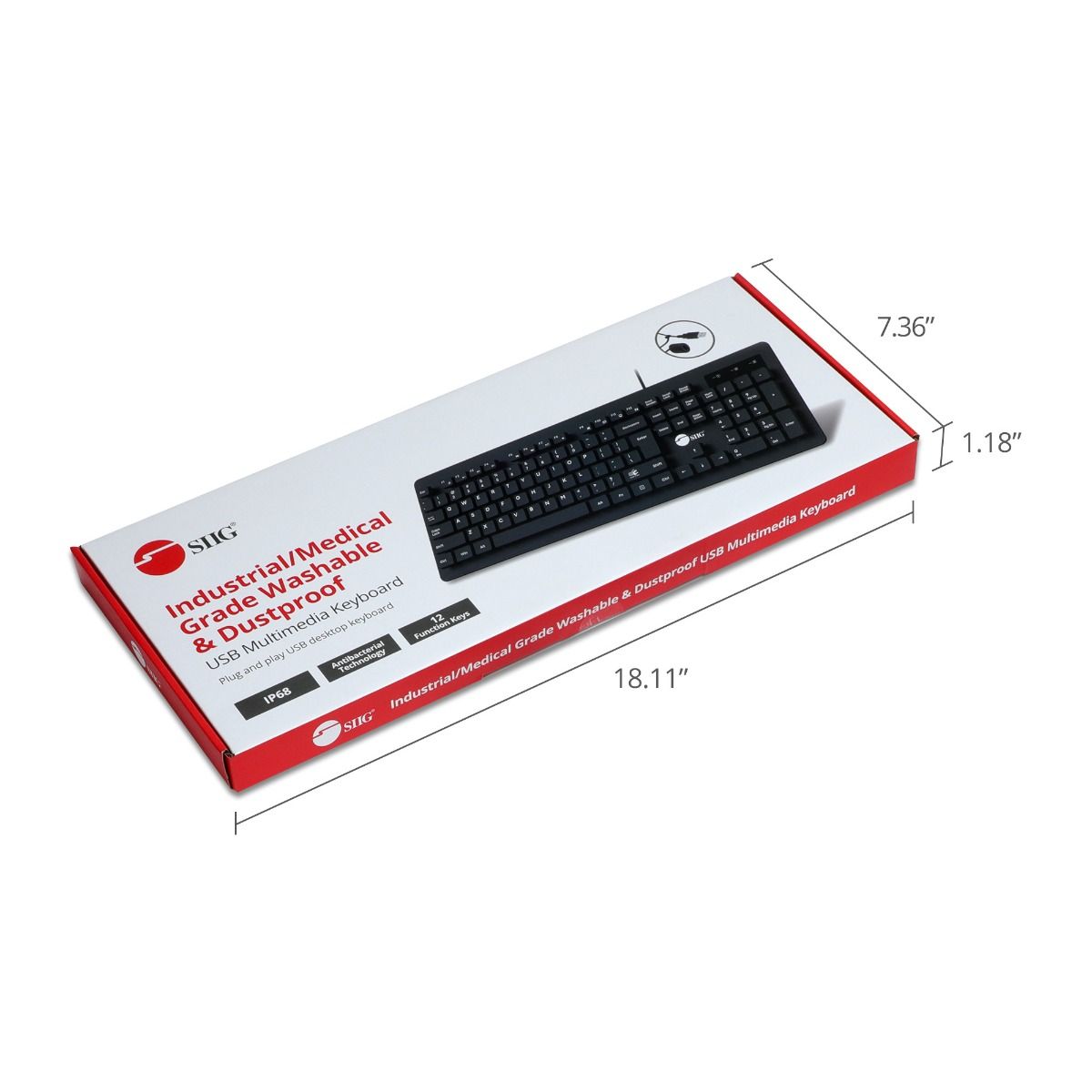 Industrial/Medical Grade Washable & Dustproof USB Multimedia Keyboard