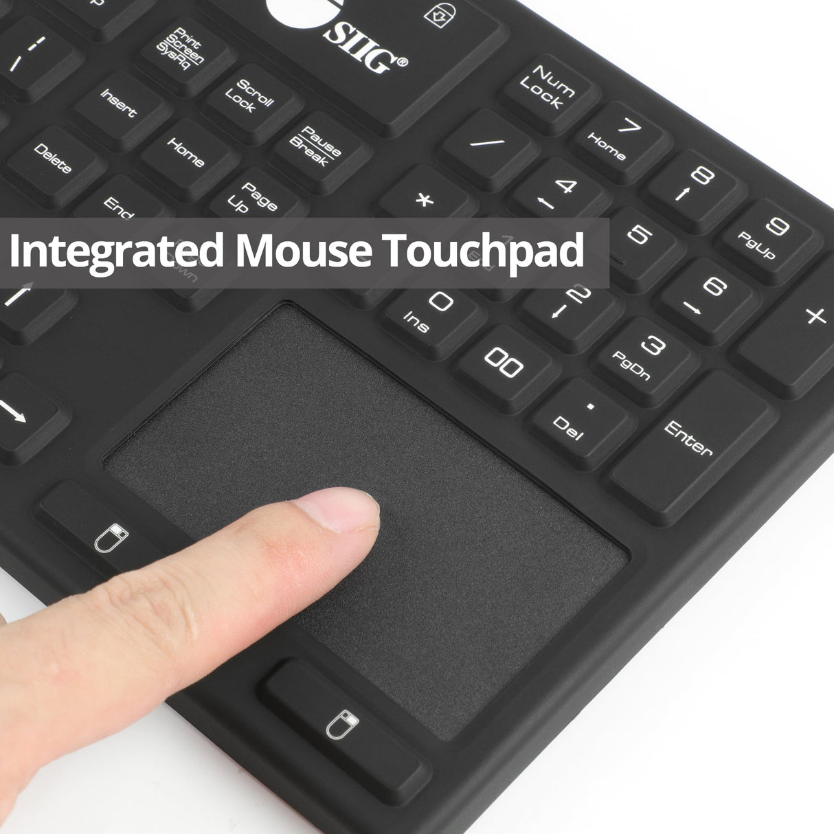 Industrial/Medical Grade Washable & Dustproof Keyboard with Touchpad, USB Keyboard, IP68 Compliant, 110-key Layout, 5 levels brightness, Silent Keycap, Silicone Material, Windows, Mac